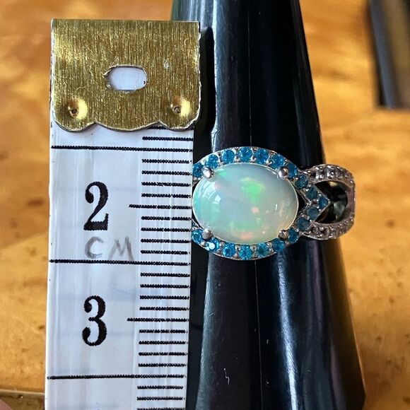 Natural Ethiopian Opal Sterling Silver Ring Size 9 - Picture 7 of 9